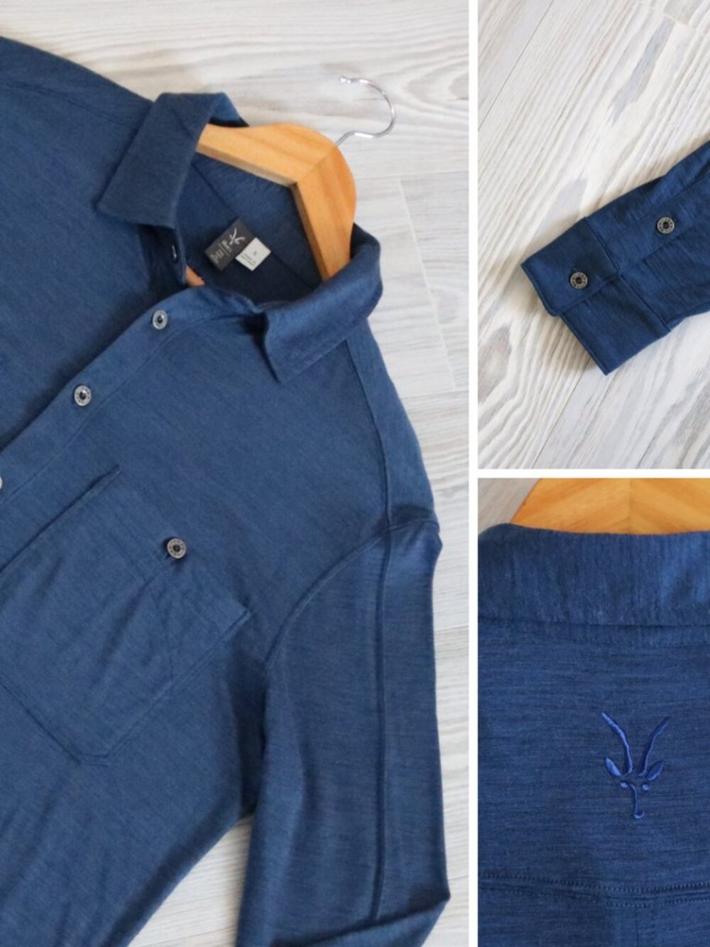 Ibex Shirt Men's Blue 100% Merino Wool Button Up Long Sleeve Soft Size Small